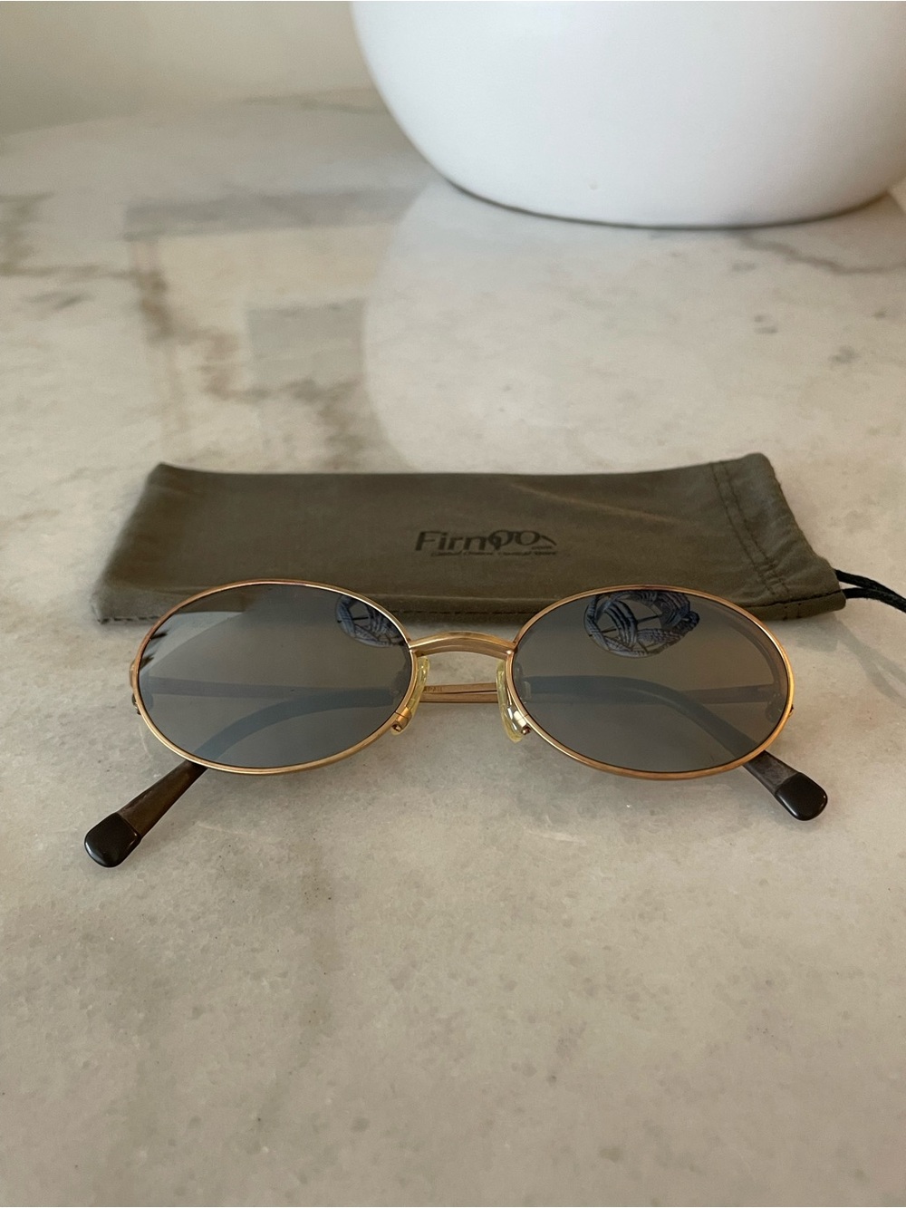 Firmoo Gold Oval Sunglasse